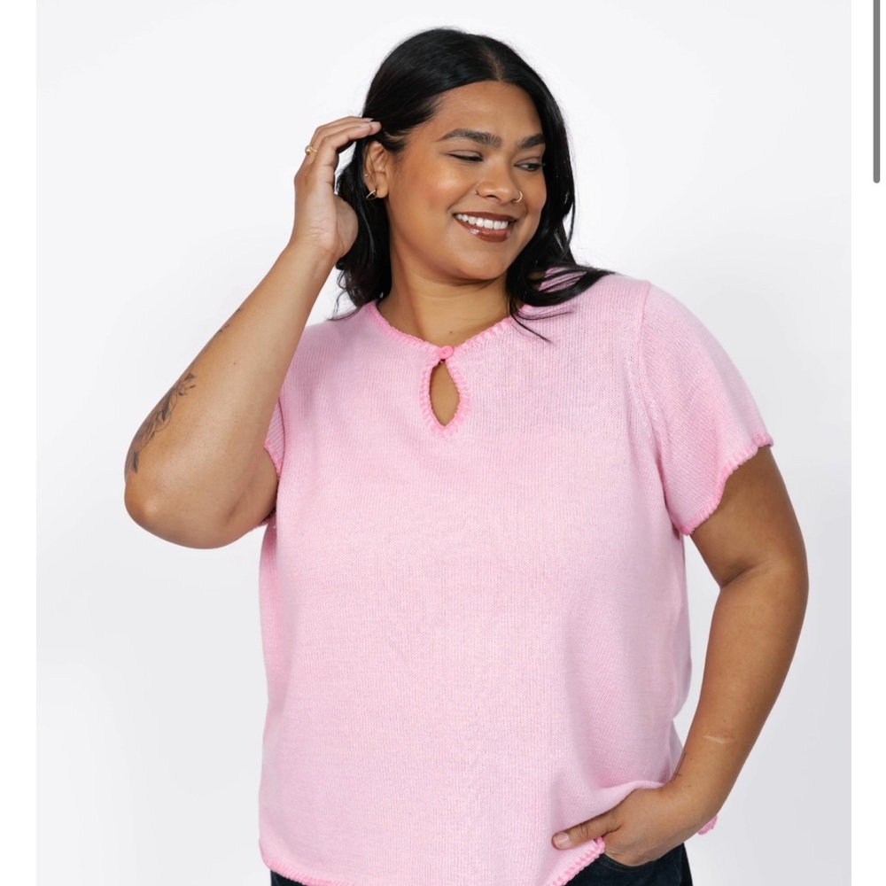Smash + Tess Light Pink Keyhole Blouse